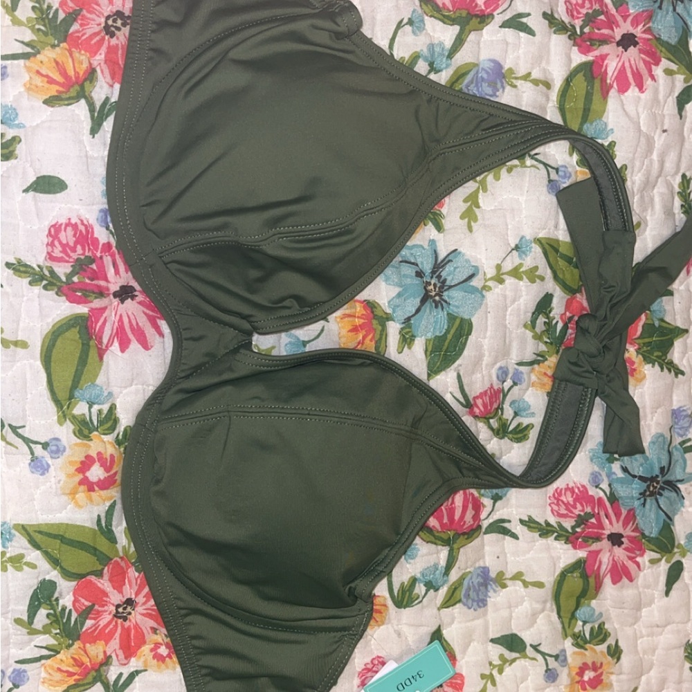 Olive Green Halter Bikini Top